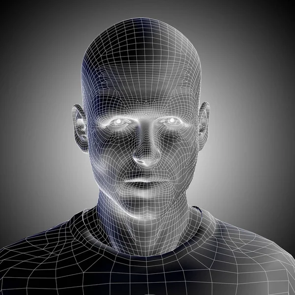 Wireframe άνθρωπος face — Φωτογραφία Αρχείου