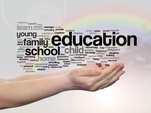 Education word cloud in hands — Stock Photo, Image