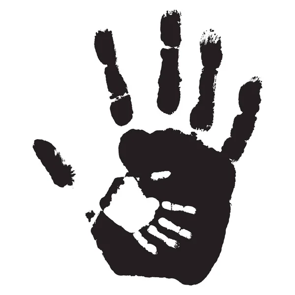 Концепция или концептуальный милый черный цвет руки матери ребенка отпечаток руки изолированы на белом фоне — стоковое фото