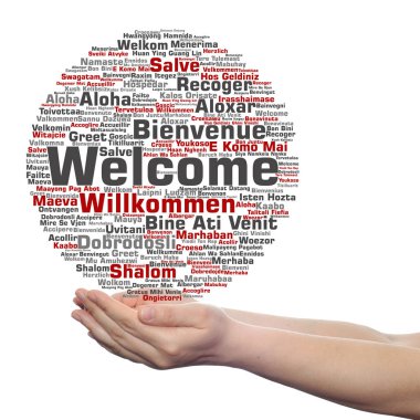 kelime bulutu elinde hoş geldiniz