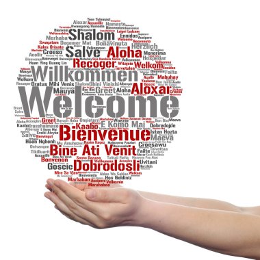 kelime bulutu elinde hoş geldiniz