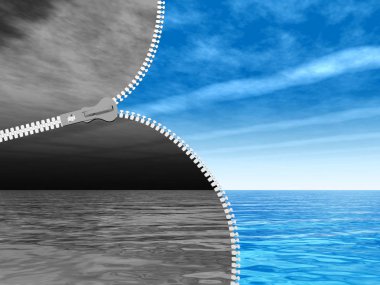 fermuar ve mavi gökyüzü bulutlu