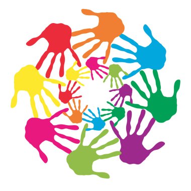 renkli insan eli çemberi