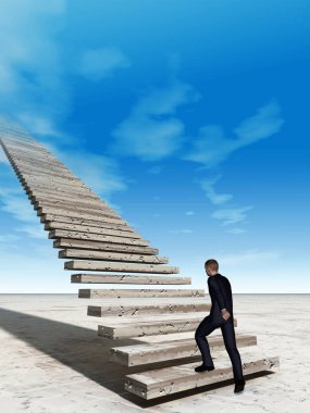 iş adamı gökyüzüne merdivenlerde