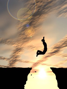adam siluet uçurumdan atlama