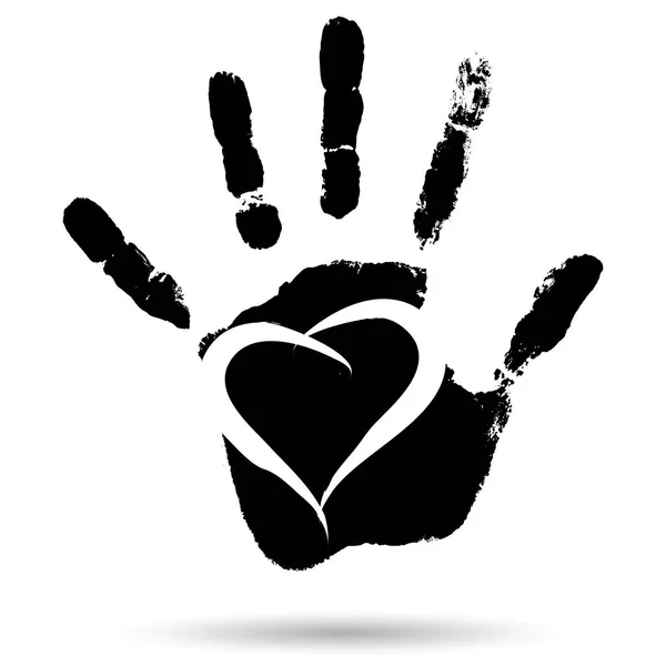 Handprint és szív alakú — Stock Fotó
