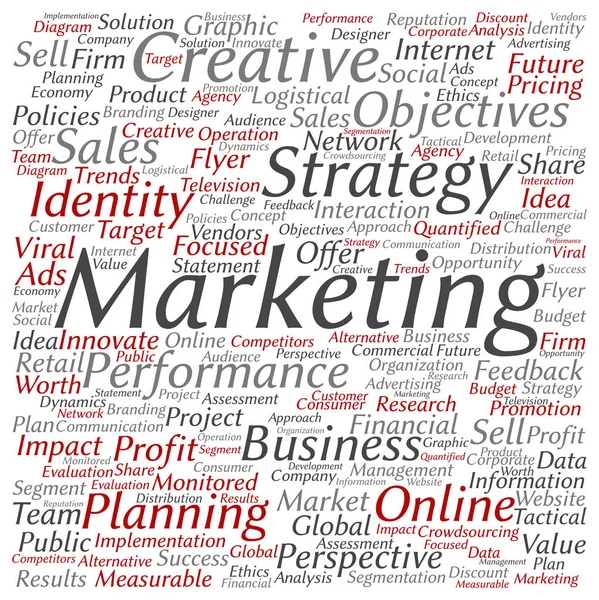 Marketing doel word cloud — Stockfoto