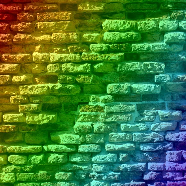 Concept or conceptual colorful painted or old vintage grungy brick wall texture or urban background — Stock Photo, Image