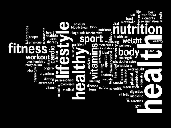 Gezondheid voeding word cloud — Stockfoto