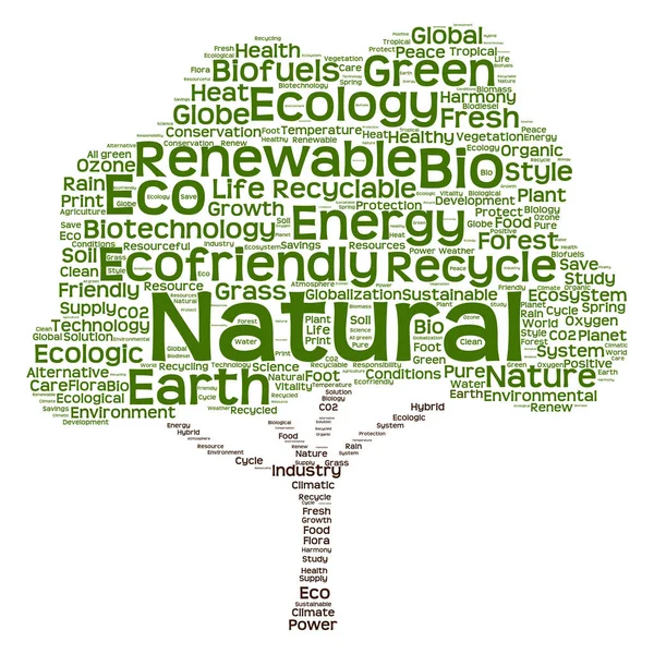 Árbol verde hecho de texto de ecología —  Fotos de Stock