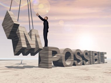 imkansız metnin üzerinde duran işadamı 