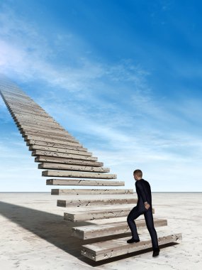 iş adamı gökyüzüne merdivenlerde