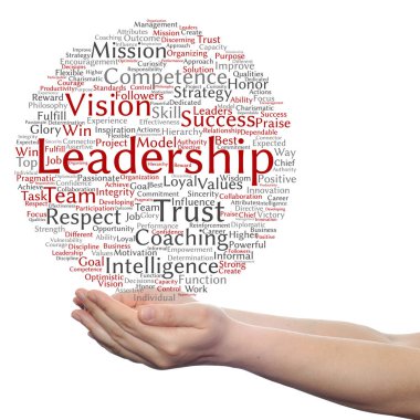 Elinde iş liderlik kelime bulutu