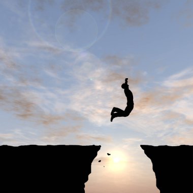 adam siluet uçurumdan atlama