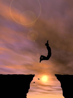 adam siluet uçurumdan atlama