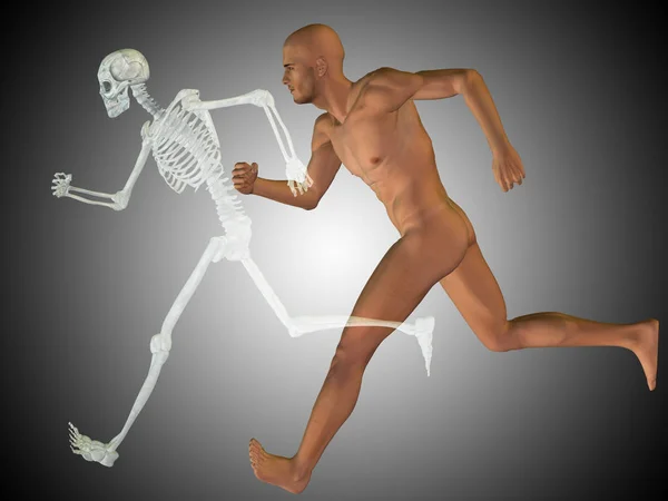 Man with bones for anatomy — Stock Photo, Image