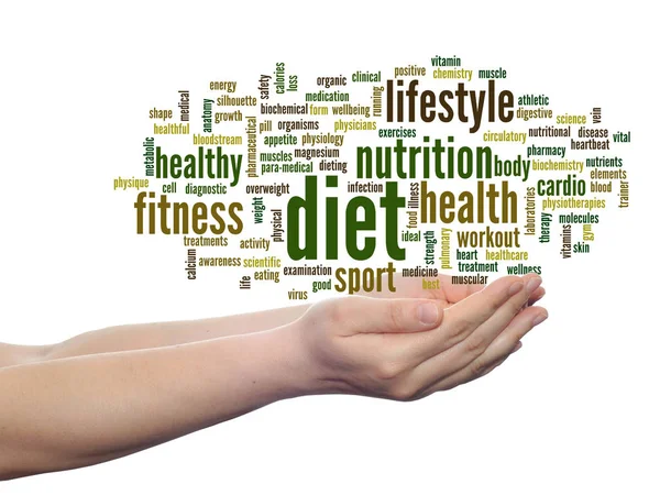 Health word cloud in human hands — Stock Photo, Image