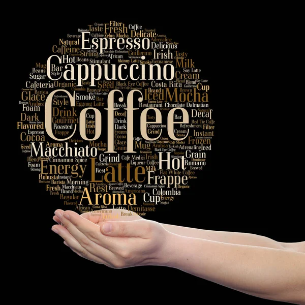 Coffee, cappuccino or espresso wordcloud — Stock Photo, Image