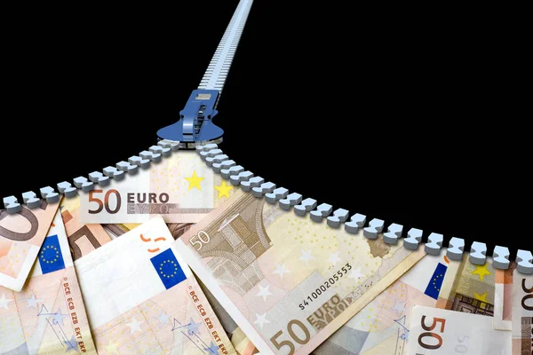 Металева блискавка та банкноти євро — стокове фото
