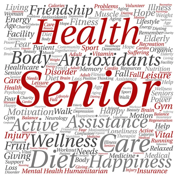 old senior health word cloud