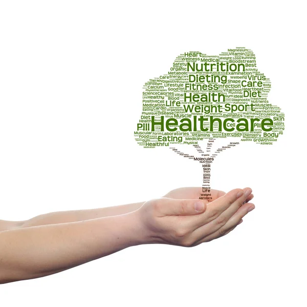 Health word cloud in human hands — Stock Photo, Image