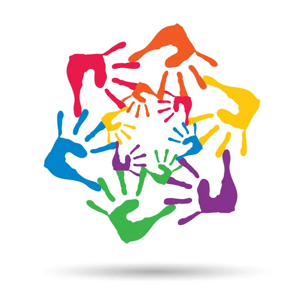 Kruh barevné lidských rukou — Stock fotografie