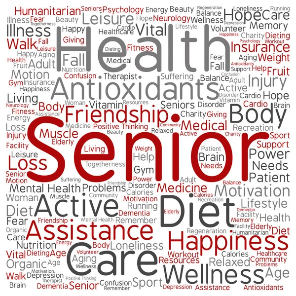 old senior health word cloud