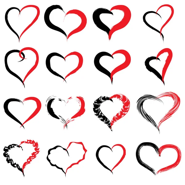 Malované srdce tvary sada — Stock fotografie
