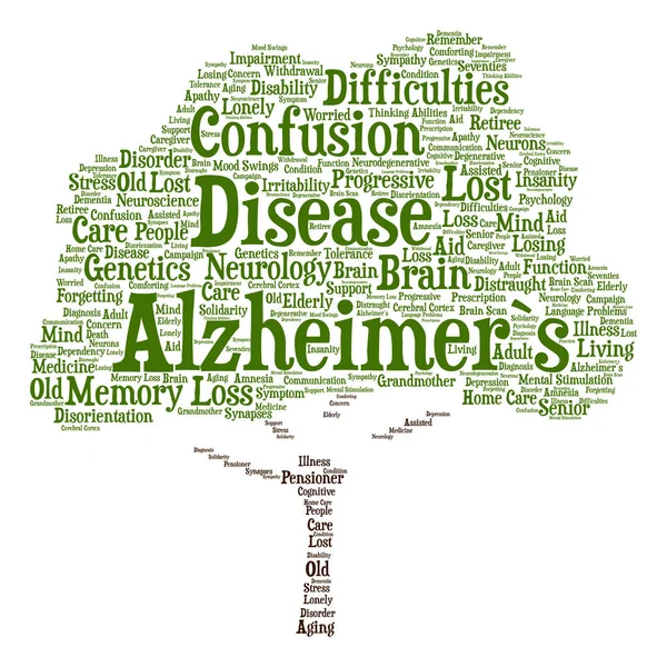 Doença de Alzheimer simboliza nuvem de palavras — Fotografia de Stock