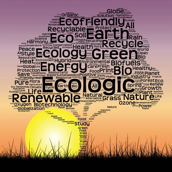 Ecologia nuvem de palavras de texto — Fotografia de Stock