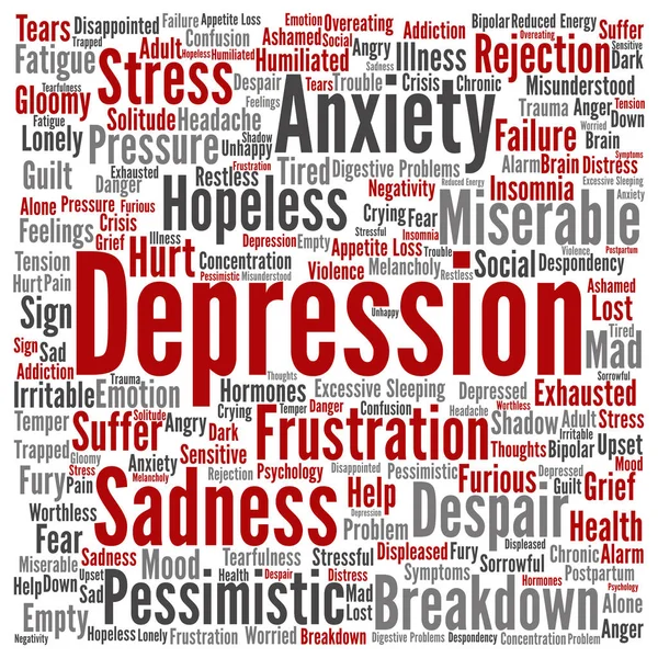 Chmury streszczenie słowo depresja — Zdjęcie stockowe