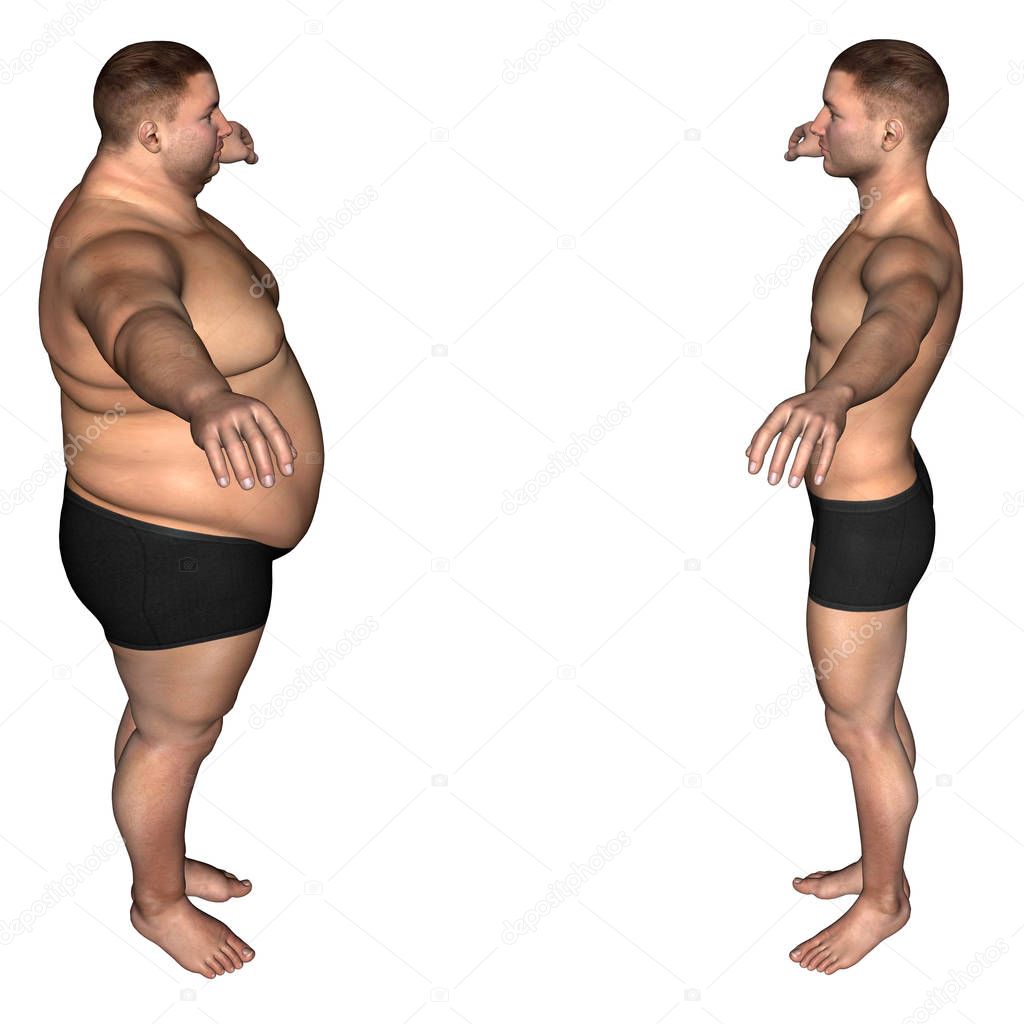 illustration of overweight human body