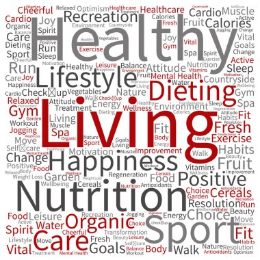 Sağlıklı yaşam kelime bulutu