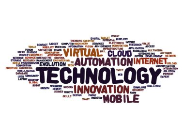 teknoloji soyut kelime bulutu 