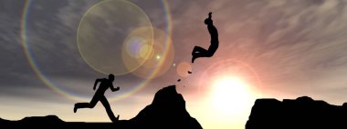 işadamı siluet atlama