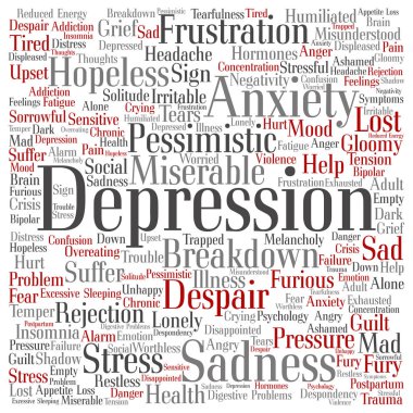 depresyon soyut kelime bulutu