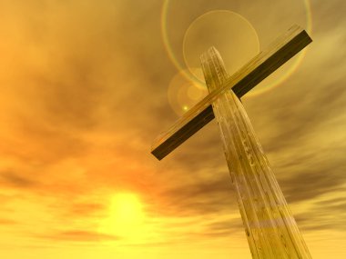 kaya üzerinde Hıristiyan çapraz duran