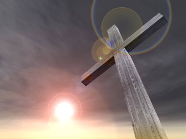 kaya üzerinde Hıristiyan çapraz duran