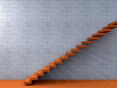 Merdiven basamakları duvarının yakınında 3D çizimi