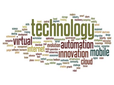 teknoloji soyut kelime bulutu 