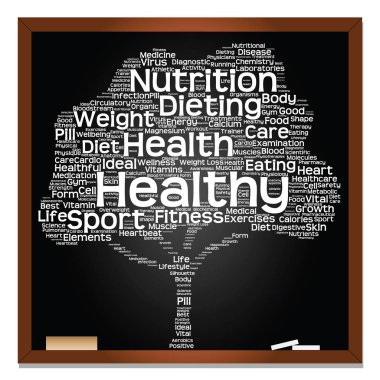 Sağlık Diyet ya da spor kelime bulutu