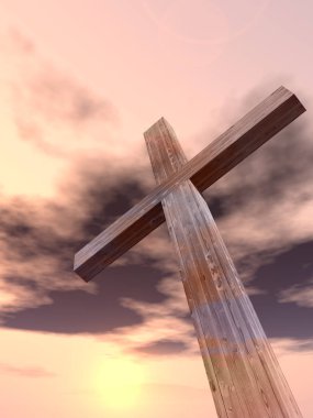 kaya üzerinde Hıristiyan çapraz duran