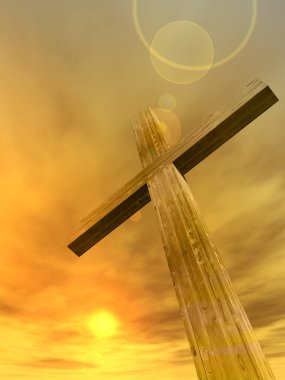 kaya üzerinde Hıristiyan çapraz duran