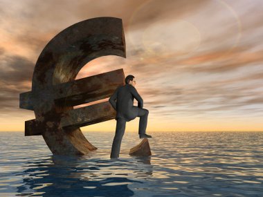 Euro simgesini ve işadamı