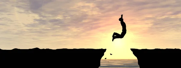 Jumping businessman silhouette — Stock Photo, Image