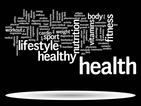 Gezondheid voeding of sport word cloud — Stockfoto