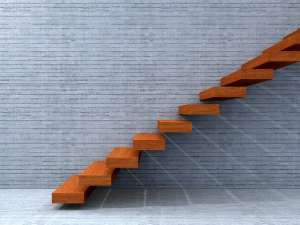 Ilustración 3D de escaleras cerca de la pared — Foto de Stock