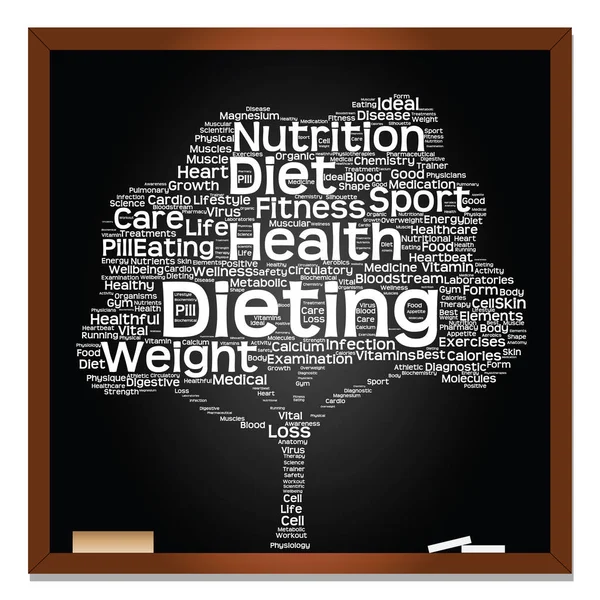 Gezondheid voeding of sport word cloud — Stockfoto