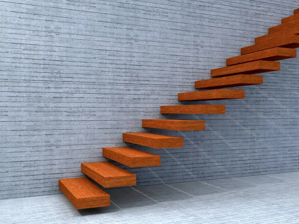 Ilustração 3D de escadas perto da parede — Fotografia de Stock