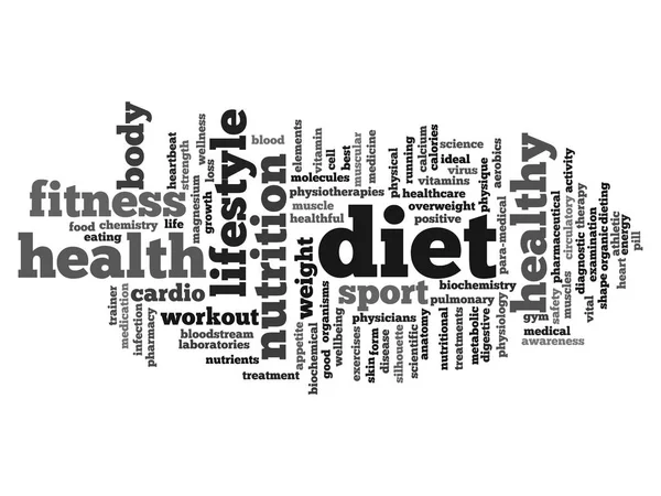 Zdrowia dieta czy sport słowo cloud — Zdjęcie stockowe